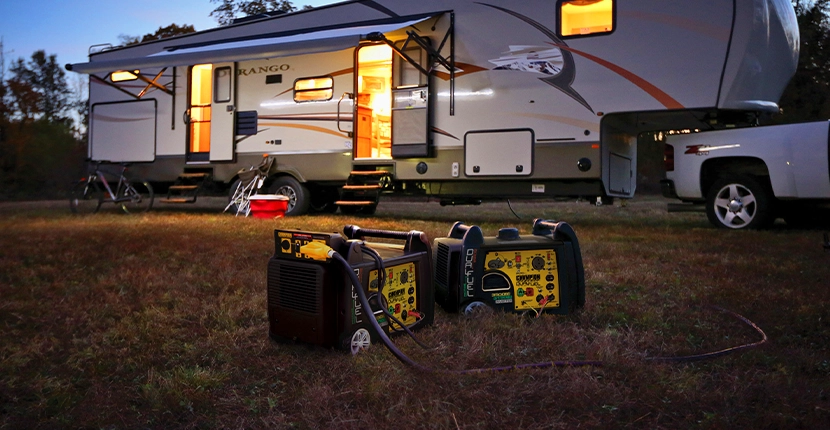Generators outside a camper