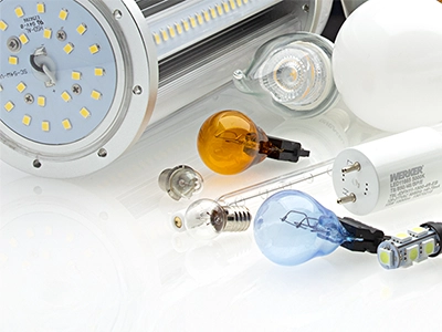 Collection of different types of light bulbs