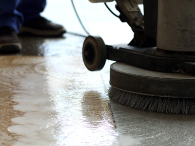 Using a floor scrubber