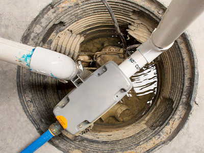 Overhead view of a sump pump